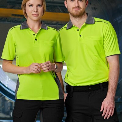 SW79 UNISEX HI-VIS BAMBOO CHARCOAL VENTED SS POLO Thumbnail
