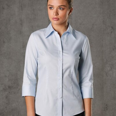 M8100Q Women's Self Stripe 3/4 Sleeve Shirt Thumbnail