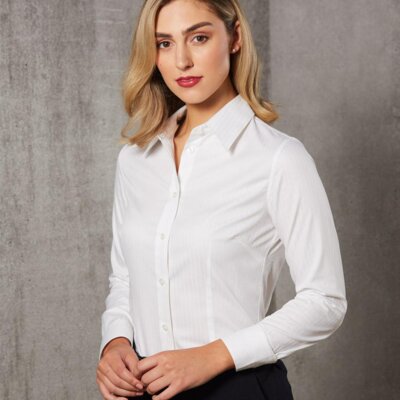 M8100L Women's Self Stripe Long Sleeve Shirt Thumbnail