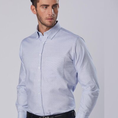 M7922 Men's Dot Contrast Long Sleeve Shirt Thumbnail