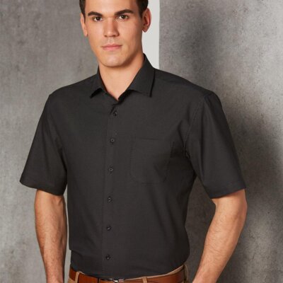 M7400S ASCOT MENS SHORT SLEEVE DOT JACQUARD STRETCH SHIRT Thumbnail