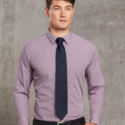 M7340L Men’s Two Tone Mini Gingham Long Sleeve Shirt Thumbnail