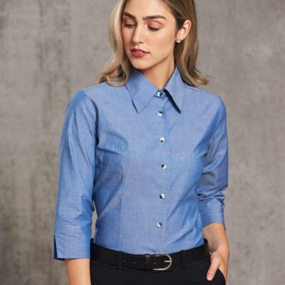 BS04 Ladies' Chambray 3/4 Sleeve Thumbnail