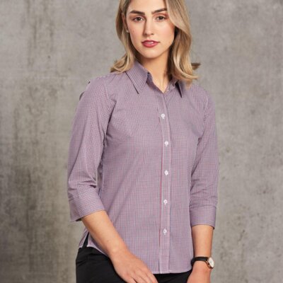 M8340Q Ladies’ two tone Mini Gingham 3/4 Thumbnail