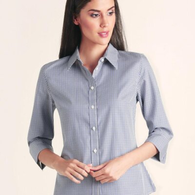 M8320Q Ladies’ Multi-Tone Check 3/4 Sleeve Shirt Thumbnail