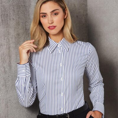M8310L Ladies' Executive Sateen Stripe Long Sleeve Shirt Thumbnail
