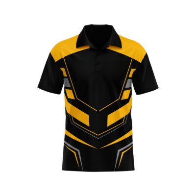 BLACK AND GOLD PRINTED POLO Thumbnail
