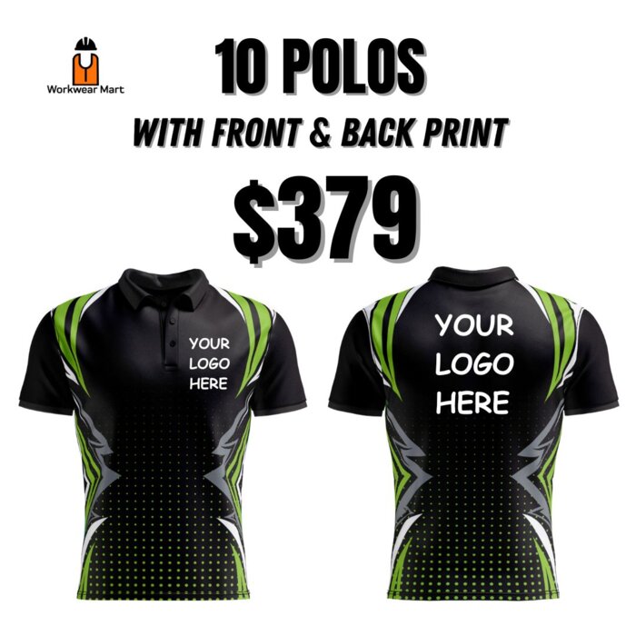  10 Custom Velocity Polos With Front And Back Print Deal| Mens |  Womens | Kids Thumbnail