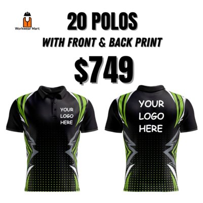 20 Custom Velocity Polos With Front And Back Print Deal| Mens |  Womens | Kids Thumbnail