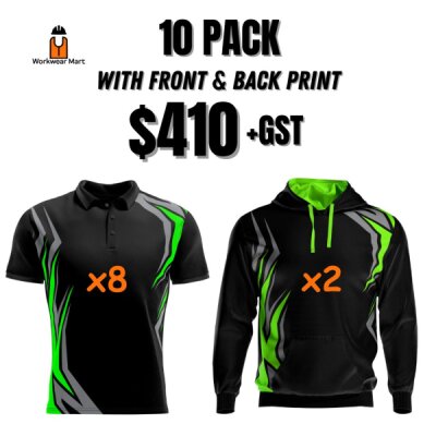 ActiveSport's 10 Pack  8* Polos  2* hoodies With Front And Back Print Deal| Mens |  Womens | Kids Thumbnail