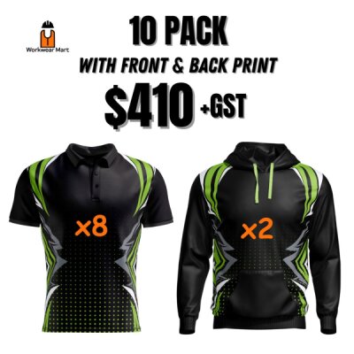 Velocity 10 Pack  8* Polos  2* hoodies With Front And Back Print Deal| Mens |  Womens | Kids Thumbnail
