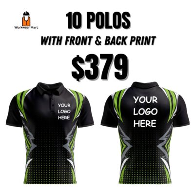 Copy of  10 Custom Velocity Polos With Front And Back Print Deal| Mens |  Womens | Kids Thumbnail