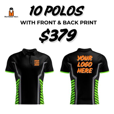 10 Custom Vivid Performance Polos With Front And Back Print Deal| Mens | Womens | Kids Thumbnail