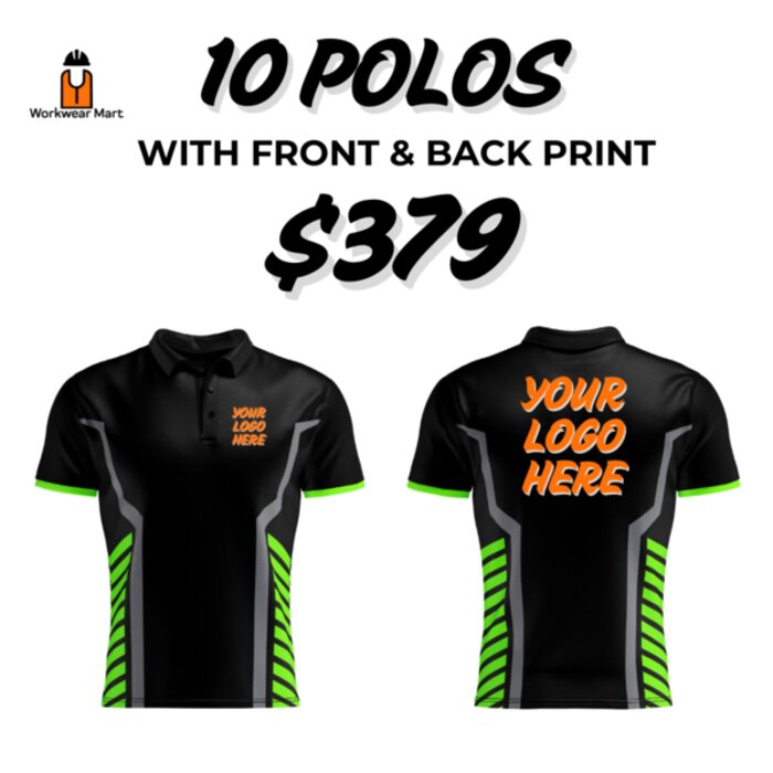 10 Custom Vivid Performance Polos With Front And Back Print Deal| Mens | Womens | Kids Thumbnail