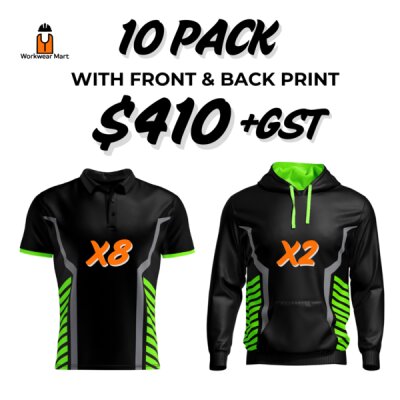 Vivid Performance 10 Pack  8* Polos  2* hoodies With Front And Back Print Deal| Mens |  Womens | Kids Thumbnail