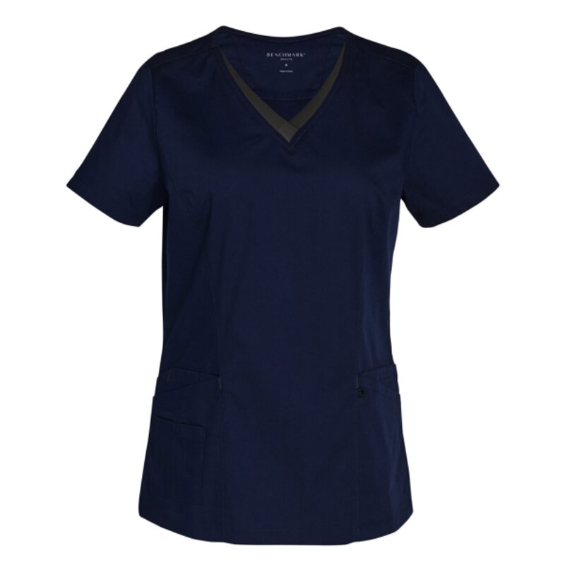 M7660 LADIES V-NECK CONTRAST TRIM SCRUB TOP Thumbnail