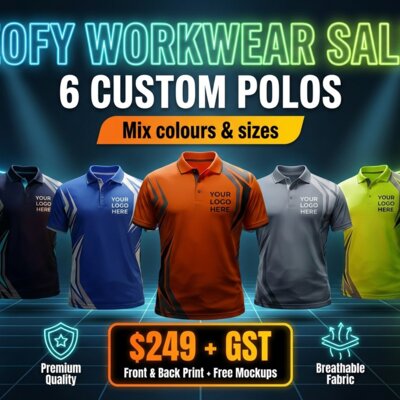 6 Custom Active Sport's Polos With Front And Back Print Deal| Mens | Women's | Kids Thumbnail