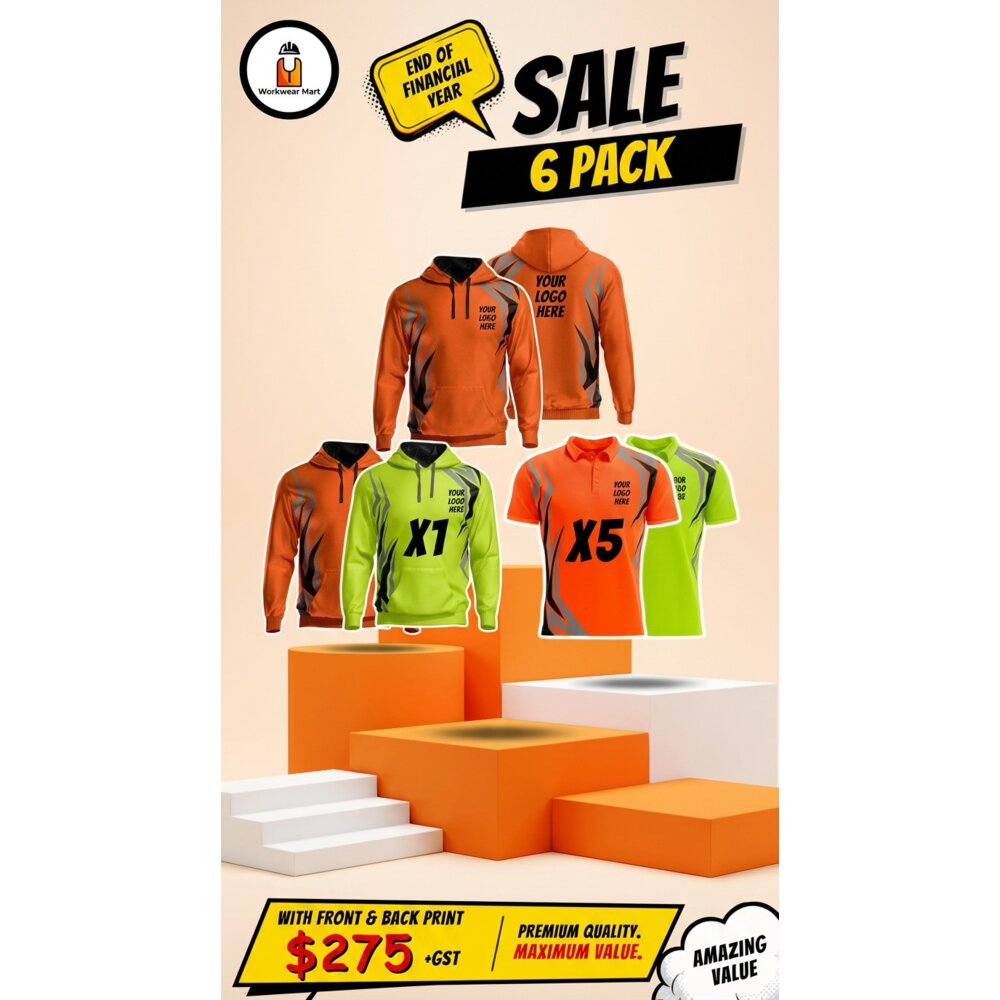 ActiveSport's 6 Pack  * 5* Polos  1* hoodies With Front And Back Print Deal| Mens |  Womens | Kids Thumbnail