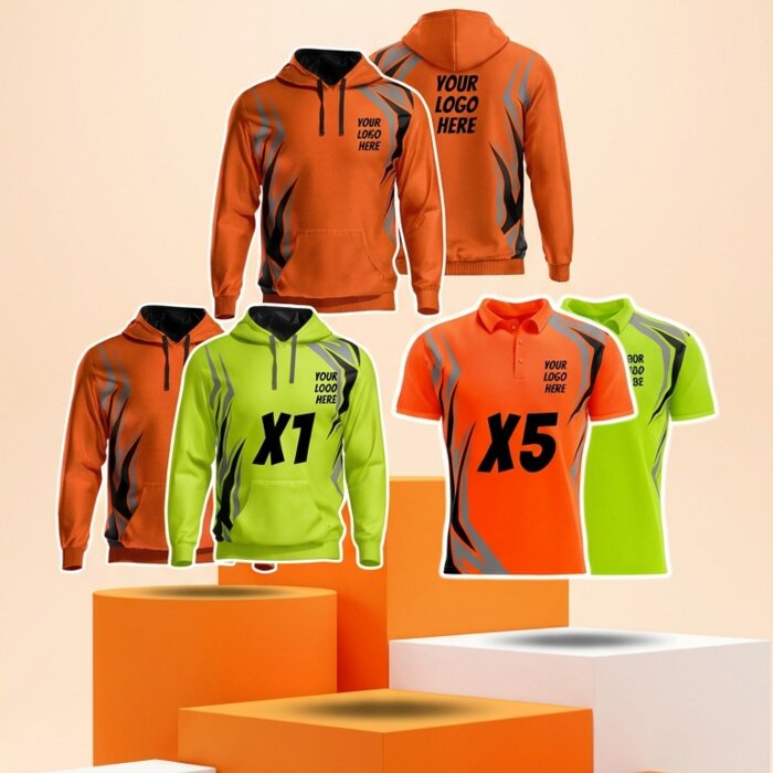 ActiveSport's 6 Pack  * 5* Polos  1* hoodies With Front And Back Print Deal| Mens |  Womens | Kids Thumbnail